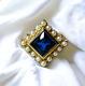 10k Gold Antique Sapphire Seed Pearl Ring Size 7.75 Victorian Art Nouveau 3.8g