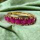 10k Gold Natural Ruby Ring Sz 8 1.25 Carat T. W. Oval Cut Rubies Half Eternity