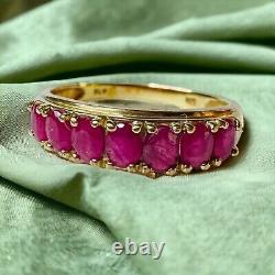 10k Gold Natural Ruby Ring Sz 8 1.25 Carat T. W. Oval Cut Rubies Half Eternity