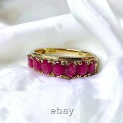 10k Gold Natural Ruby Ring Sz 8 1.25 Carat T. W. Oval Cut Rubies Half Eternity