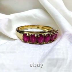 10k Gold Natural Ruby Ring Sz 8 1.25 Carat T. W. Oval Cut Rubies Half Eternity