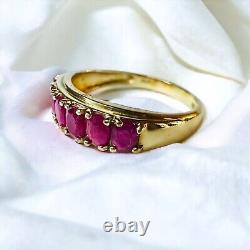 10k Gold Natural Ruby Ring Sz 8 1.25 Carat T. W. Oval Cut Rubies Half Eternity