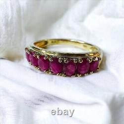 10k Gold Natural Ruby Ring Sz 8 1.25 Carat T. W. Oval Cut Rubies Half Eternity