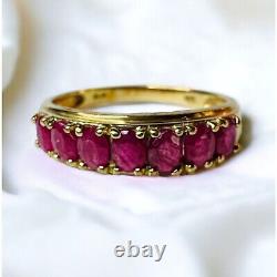 10k Gold Natural Ruby Ring Sz 8 1.25 Carat T. W. Oval Cut Rubies Half Eternity