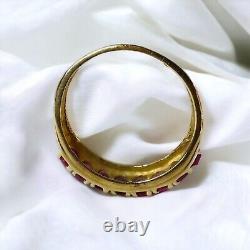 10k Gold Natural Ruby Ring Sz 8 1.25 Carat T. W. Oval Cut Rubies Half Eternity