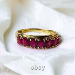 10k Gold Natural Ruby Ring Sz 8 1.25 Carat T. W. Oval Cut Rubies Half Eternity