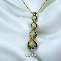 10k Gold- Opal Necklace -19- Twist Infinity Necklace- Diamond Accent 1.9g