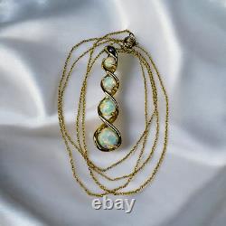 10k Gold- Opal Necklace -19- Twist Infinity Necklace- Diamond Accent 1.9g