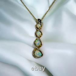 10k Gold- Opal Necklace -19- Twist Infinity Necklace- Diamond Accent 1.9g