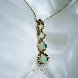 10k Gold- Opal Necklace -19- Twist Infinity Necklace- Diamond Accent 1.9g