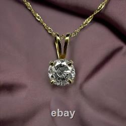 14K Gold 1/2 Carat Natural Diamond Solitaire Necklace 18 Long