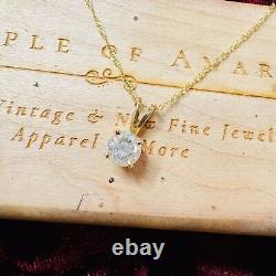 14K Gold 1/2 Carat Natural Diamond Solitaire Necklace 18 Long