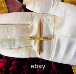 14k Gold Antique 18th Century Woven Hair Cross Necklace 19 Mourning Jewelry