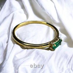 14k Gold Natural Emerald Ring Sz 6 Stackable Band Baguette Cut Earth Mined