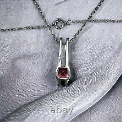 14k White Gold Natural Pink Tourmaline & Diamond Necklace 18 Cushion Cut 2.2g