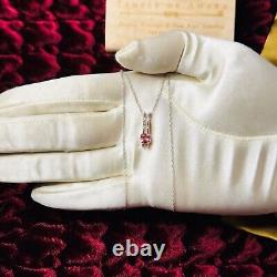 14k White Gold Natural Pink Tourmaline & Diamond Necklace 18 Cushion Cut 2.2g