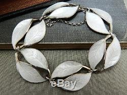 1950's David-Andersen Norway Sterling White Enamel Leaf Set