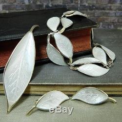 1950's David-Andersen Norway Sterling White Enamel Leaf Set