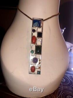 1950's Modernist Bent Knudsen Denmark Jewels & Sterling Silver Pendant Necklace