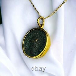 22k Gold Ancient Roman Coin Necklace 24 Alexandria Egypt Maximianus Tetradrachm