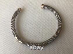 5mm Thick Sterling/14K Yellow Gold Accents Triple X Kisses Cable Cuff Bracelet
