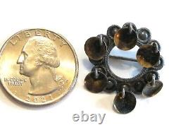 830S TINY NORWEGIAN CHILDS MY FIRST SOLJE SILVER ROUND BUNAD PIN BROOCH w SPOONS