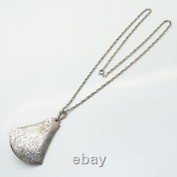 835S Silver Vintage Scandinavian Sodalite Gem Tribal Pendant Chain Necklace 19