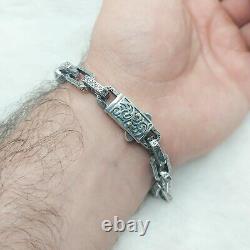 925 Sterling Silver Curb Link Chain Patterned Bracelet, Cuban Link Silver Chain