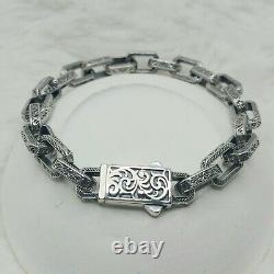 925 Sterling Silver Curb Link Chain Patterned Bracelet, Cuban Link Silver Chain