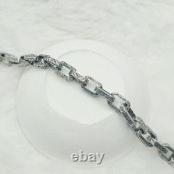 925 Sterling Silver Curb Link Chain Patterned Bracelet, Cuban Link Silver Chain