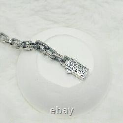 925 Sterling Silver Curb Link Chain Patterned Bracelet, Cuban Link Silver Chain