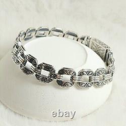 925 Sterling Silver Curb Link Chain Patterned Bracelet, Cuban Link Silver Chain