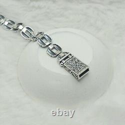 925 Sterling Silver Curb Link Chain Patterned Bracelet, Cuban Link Silver Chain