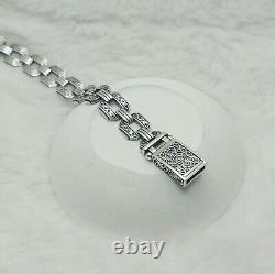 925 Sterling Silver Curb Link Chain Patterned Bracelet, Cuban Link Silver Chain