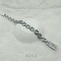 925 Sterling Silver Curb Link Chain Patterned Bracelet, Cuban Link Silver Chain