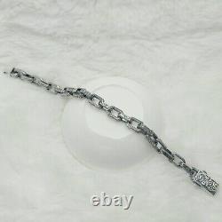 925 Sterling Silver Curb Link Chain Patterned Bracelet, Cuban Link Silver Chain