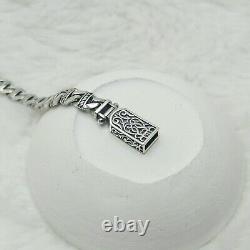 925 Sterling Silver Curb Link Knitted Rope Patterned Cuban Chain Bracelet