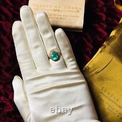 ANTIQUE- 10k Gold-Natural Paraiba Apatite Ring-Size 6-Ornate Victorian Ring-1.8g