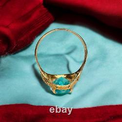 ANTIQUE- 10k Gold-Natural Paraiba Apatite Ring-Size 6-Ornate Victorian Ring-1.8g