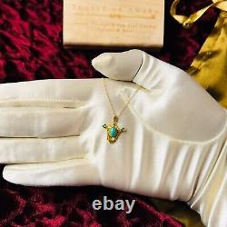 ANTIQUE- 14k Gold Chrysoprase Necklace 16 Victorian Art Nouveau Fairytale 1.6g