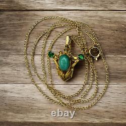 ANTIQUE- 14k Gold Chrysoprase Necklace 16 Victorian Art Nouveau Fairytale 1.6g