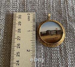 ANTIQUE 1872 Udstilling Denmark Scandinavian Exhibition 14K Gold Painted Pendant