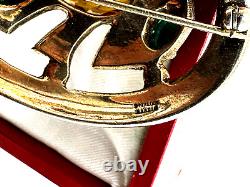 ANTQUE Nordic Jewelry New York 1940 Rose Gold Sterling Art Deco EMERALD C Brooch