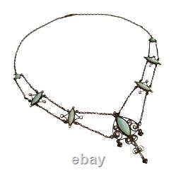 ART NOUVEAU Guilloche Enamel Filigree Necklace MARIUS HAMMER Scandinavian c1900