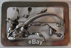 Aage Weimar Denmark Vintage Sterling Silver Exotic Flower Pin