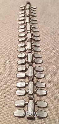 Aksel Holmsen Norway Vintage Sterling Silver & White Enamel Serpent Bracelet