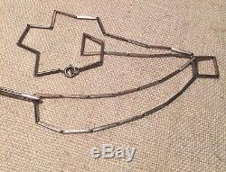 Alton Swedish Vintage Sterling Silver Modernist Large Clear Gem Necklace