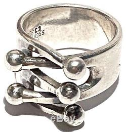 Ana Greta Eker Norway Sterling Silver Modernist Artisan Vintage Ball Band Ring