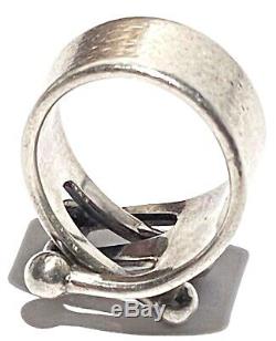 Ana Greta Eker Norway Sterling Silver Modernist Artisan Vintage Ball Band Ring