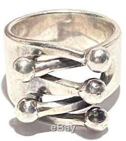 Anna Greta Eker Norway Sterling Silver Modernist Vintage Jester Ball Band Ring